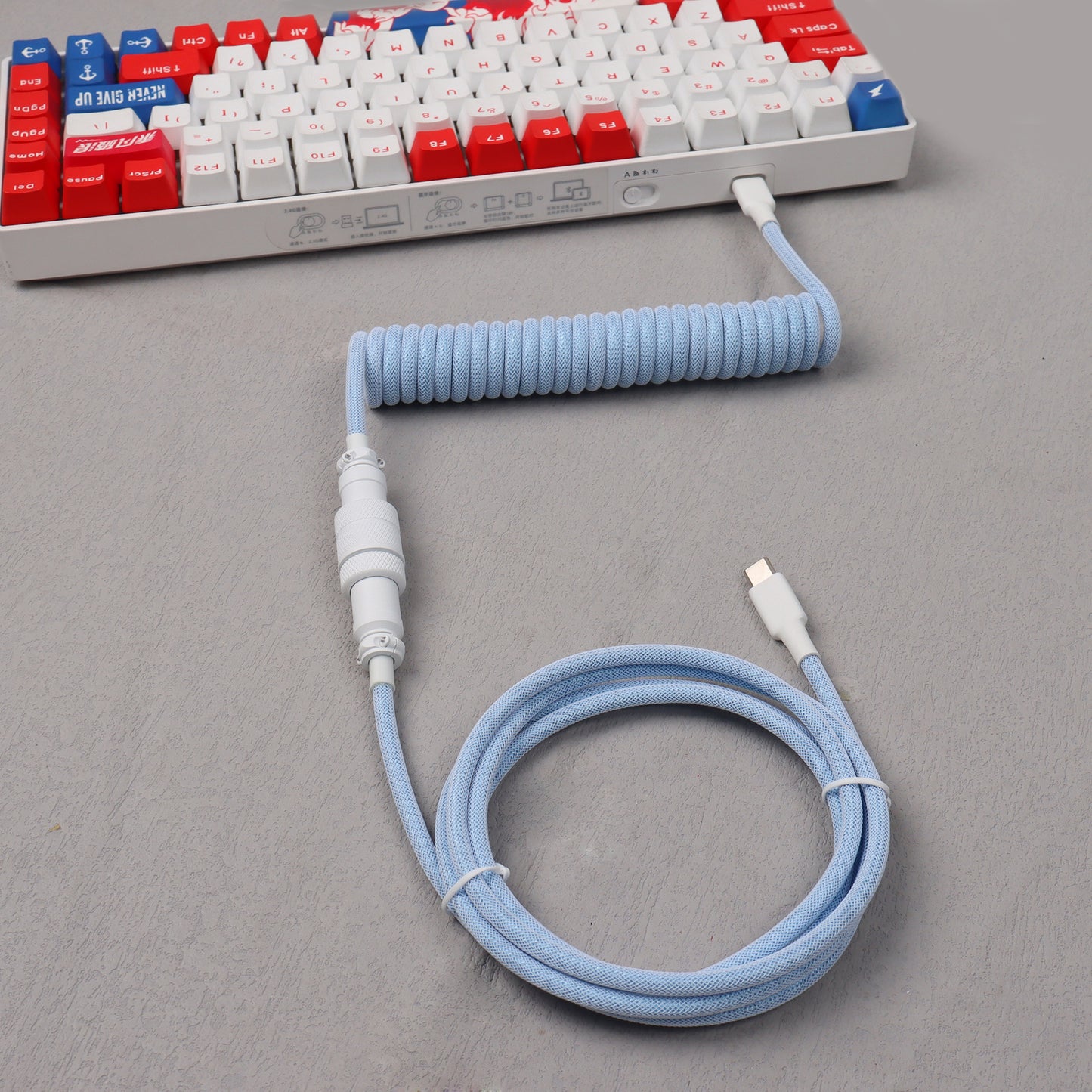 Keyboard Cable Wire Braided Mix for Gaming Keyboard 1.5m Coiled Type-C 2C16