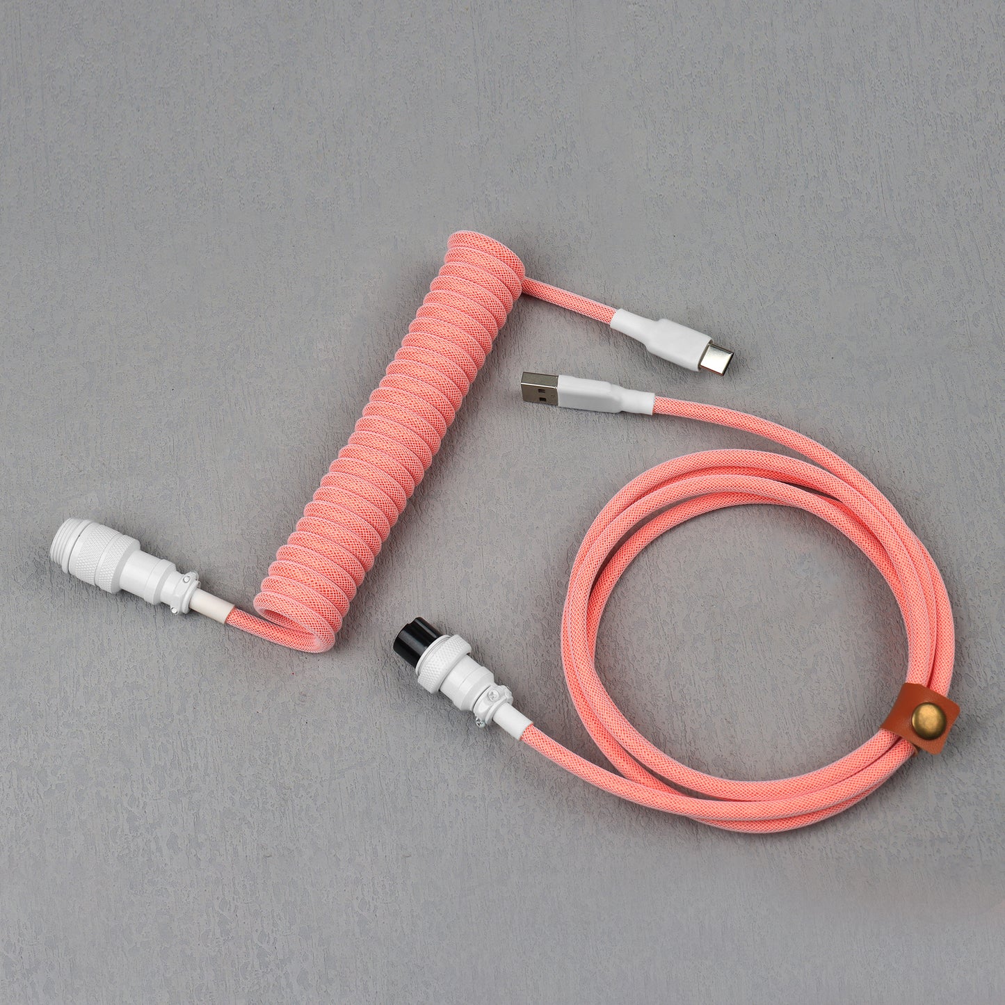 D1 Coiled Cable Spiral Paracord Sleeve Mechanical Keyboard Wire Type-C to USB