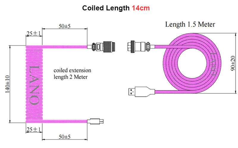 LANO Custom Mechanical Keyboard Coiled Cable