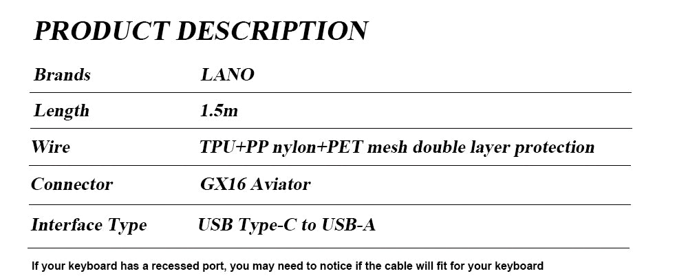 GX16 Data Cable Aviation Connector for Mechanical Keyboard Wire 2CL3