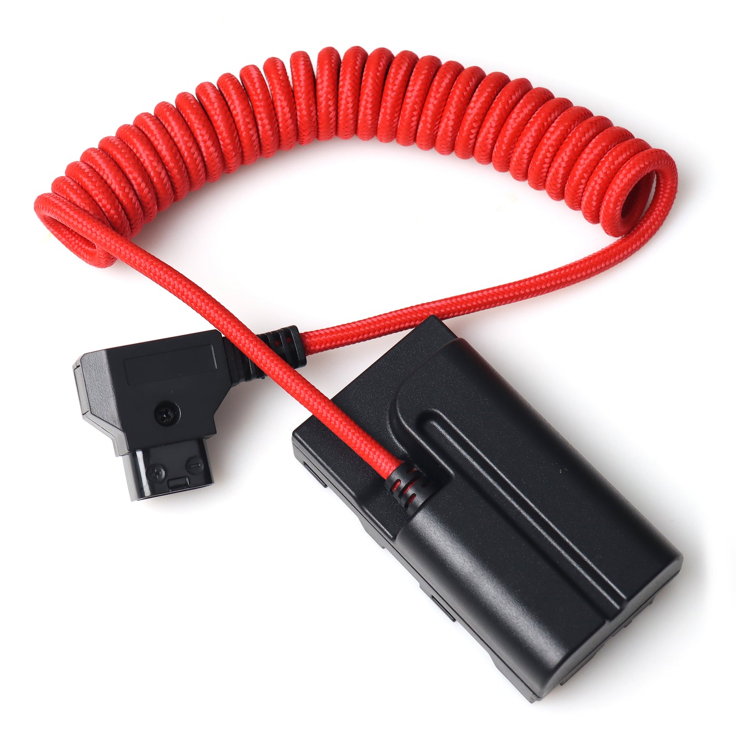 Coiled Nylon Cable for NP-FZ100 or SONY NP-F550 D-Tap Male to DC Coupler Dummy Battery