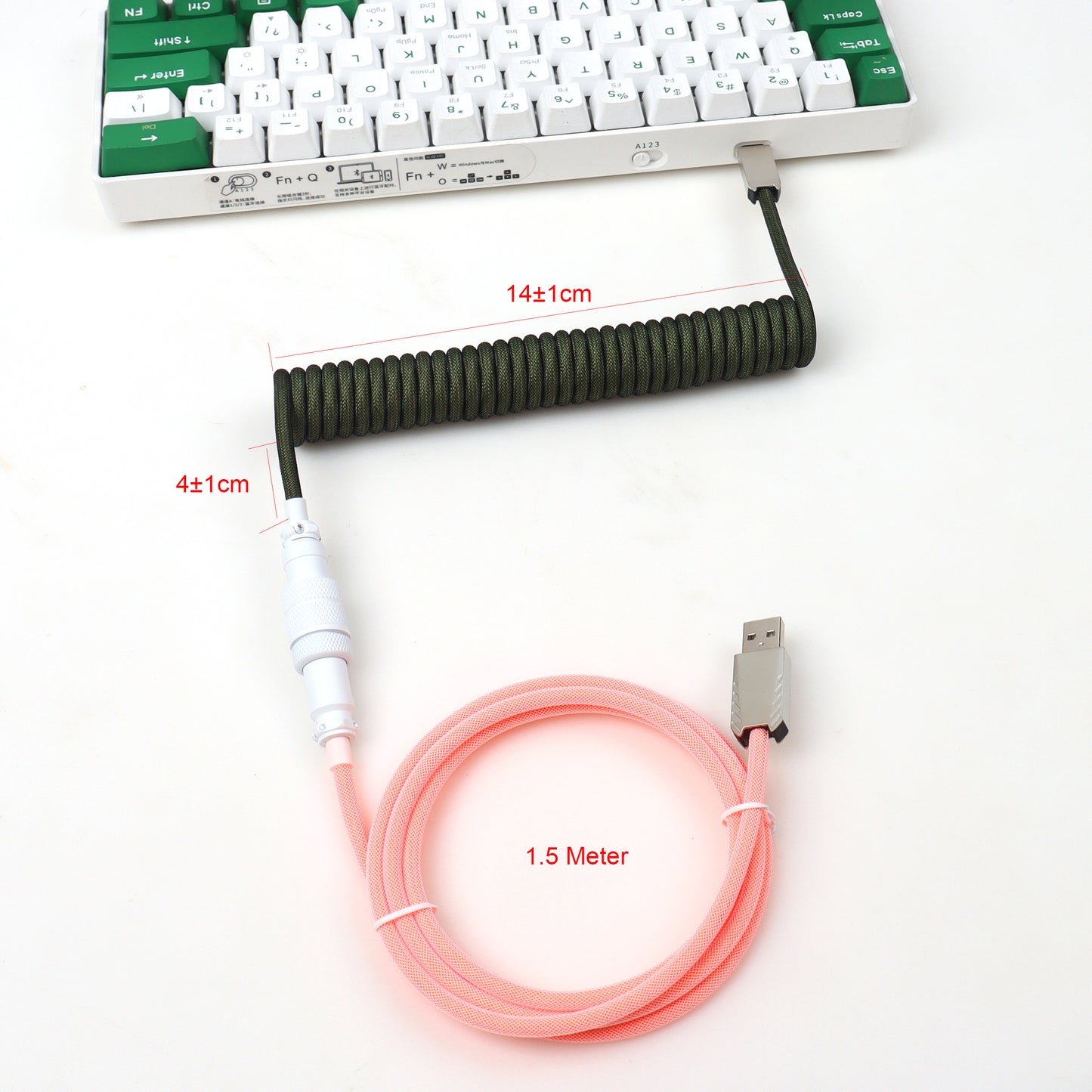 Coiled Mechanical Keyboard Cable for USB Desktop Computer DL14