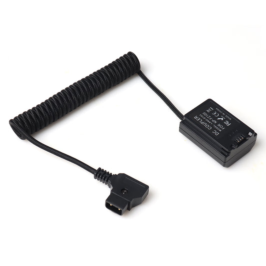 Coiled Nylon Cable for NP-FZ100 or SONY NP-F550 D-Tap Male to DC Coupler Dummy Battery