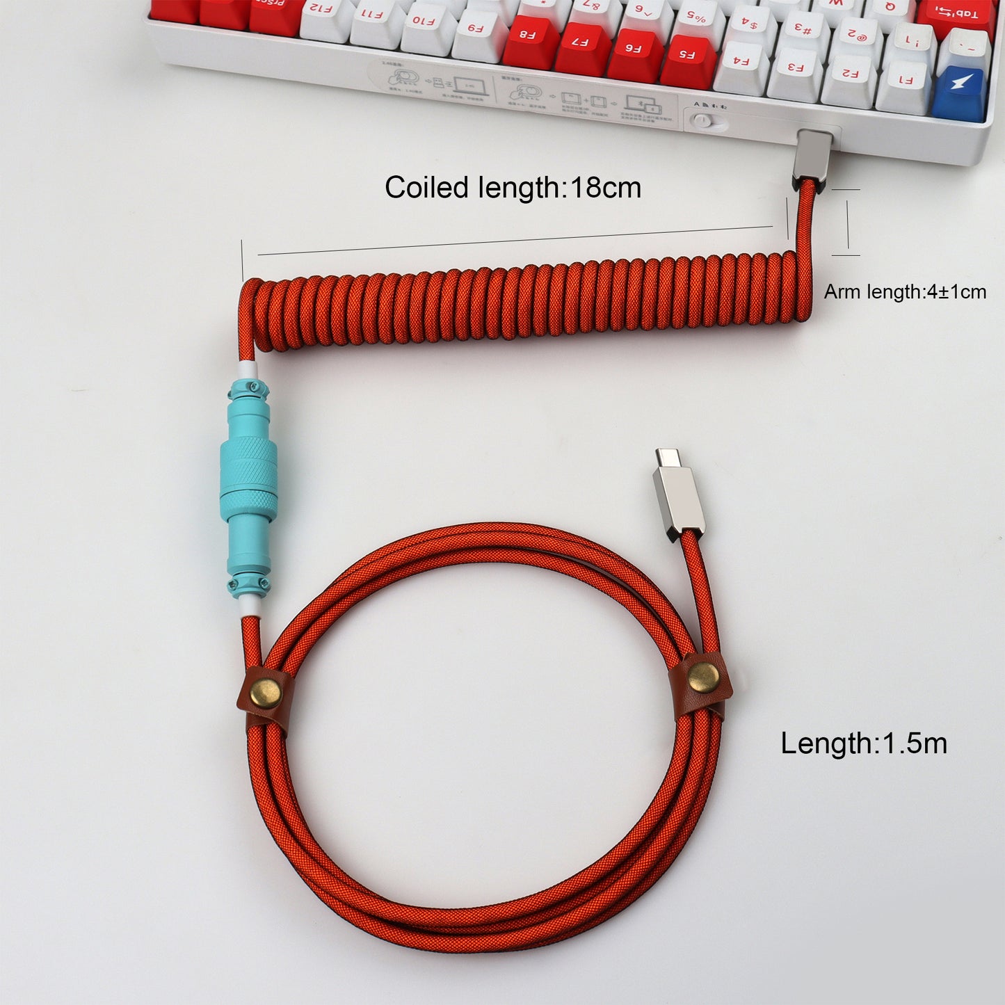 Type-C to Type-C End Coiled Pro Keyboard Cable with GX16 2CL2