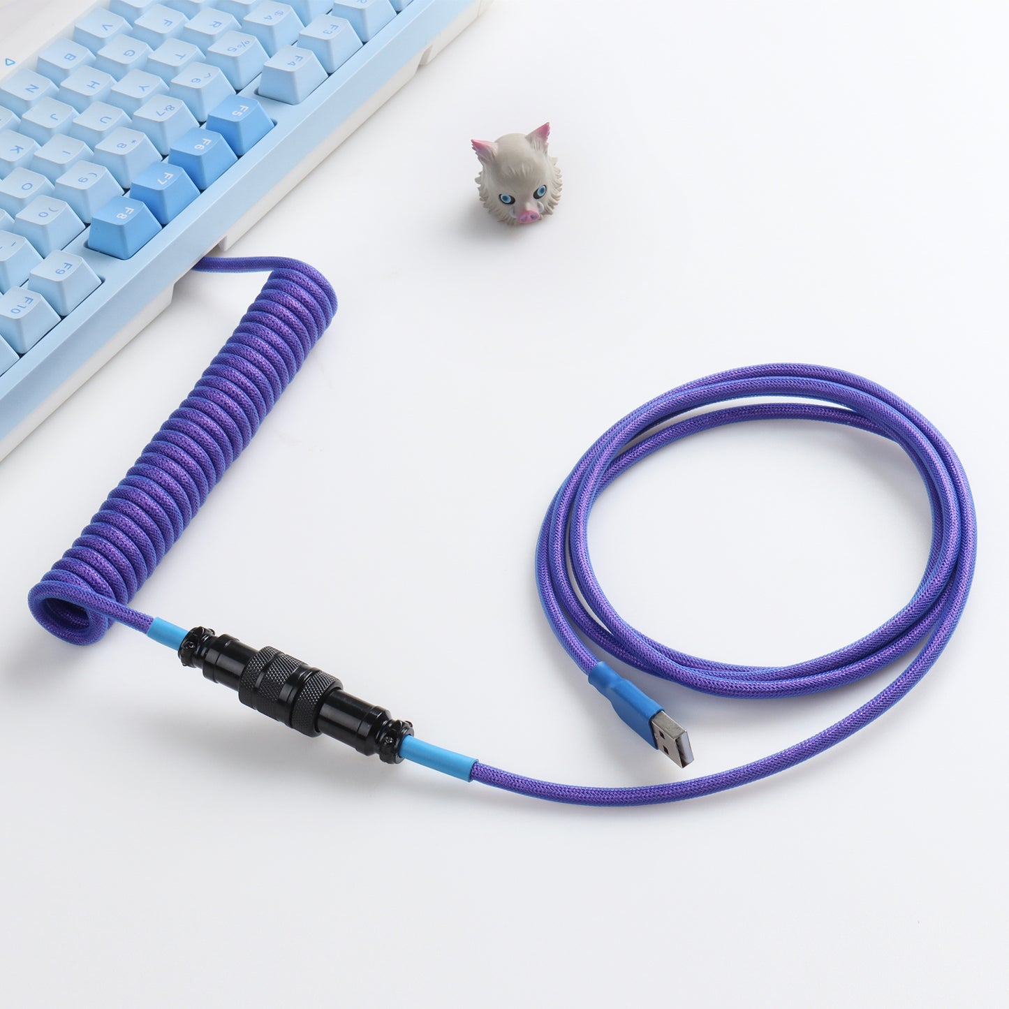 D28 Type C Cable Mechanical Keyboard Coiled USB Port Aviator Desktop Computer