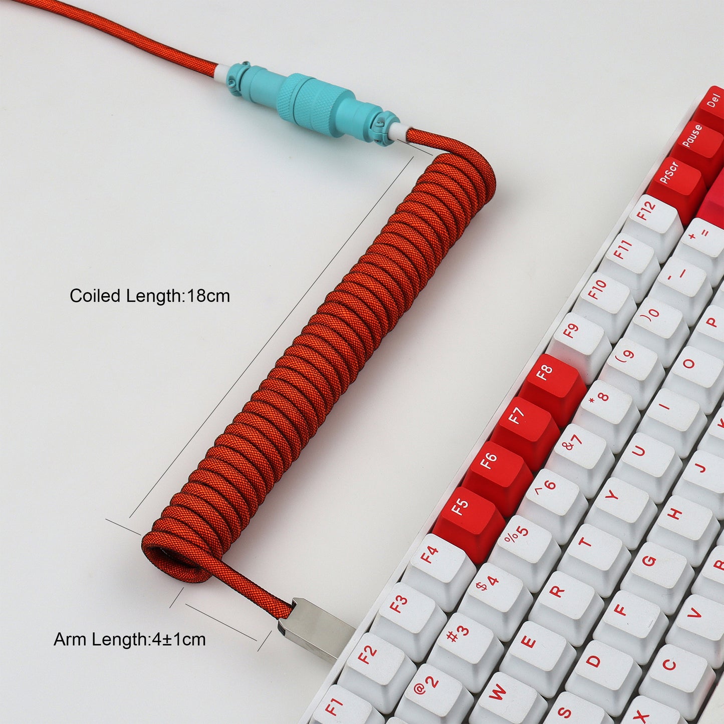 Keyboard Coil Cable Type-C to USB with Detachable Aviation Connector