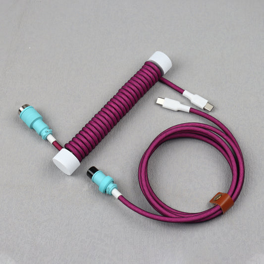 C to C Style Coiled Keyboard Cable with Protection Rod