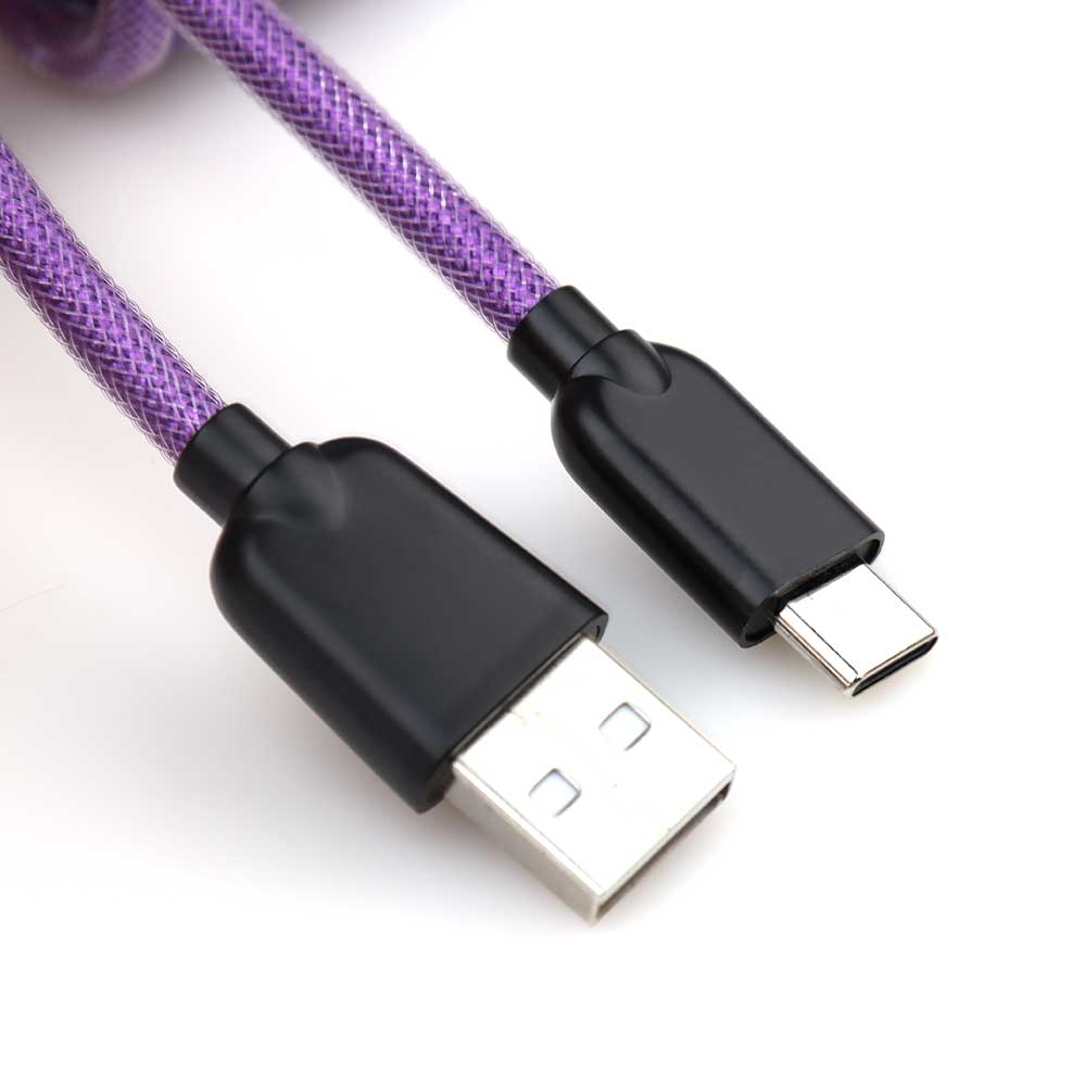 USB C Paracord Keyboard Coiling Cable with Mini XLR Aviation X3