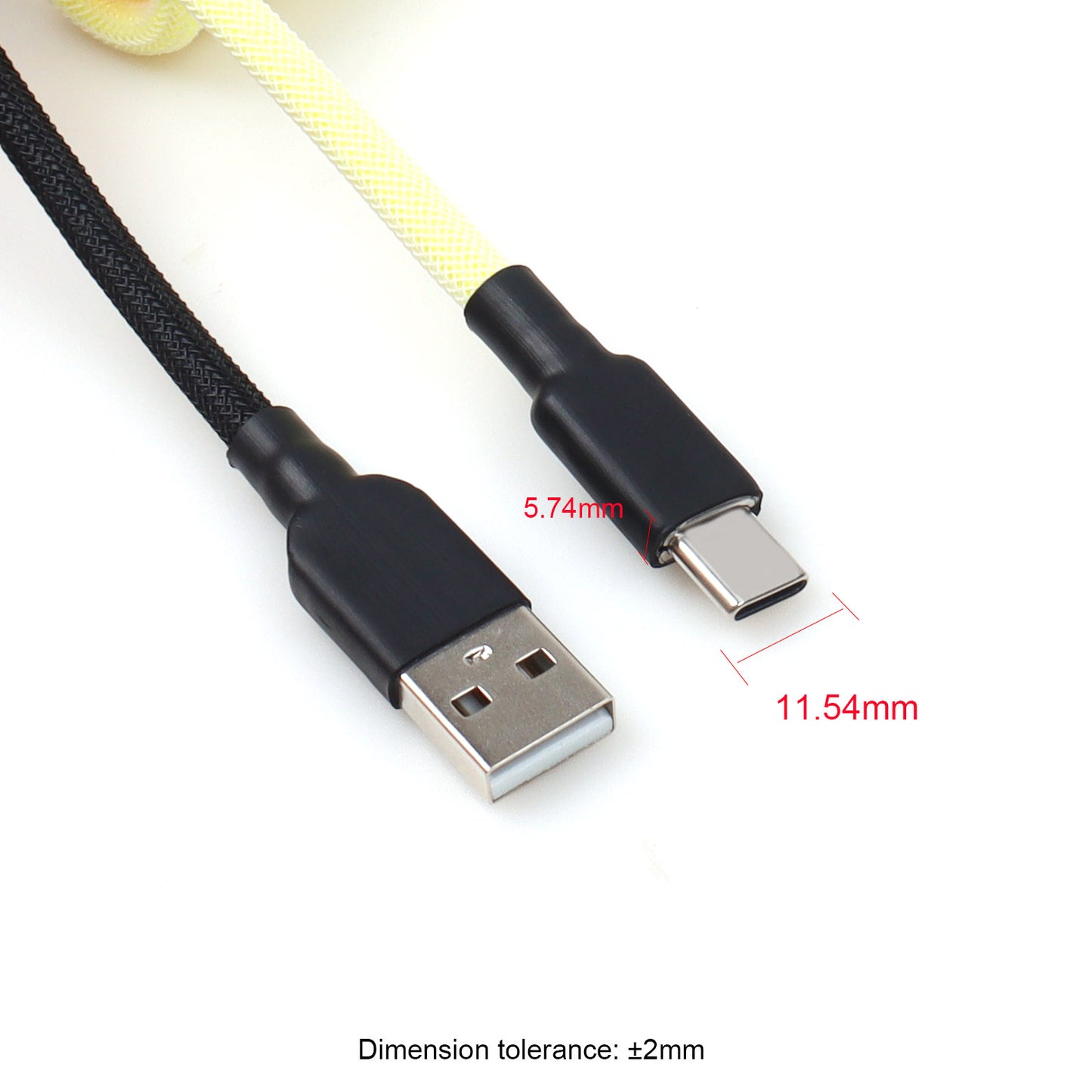 D39 Cable Coiled USB C Keyboard Double Sleeved Wire