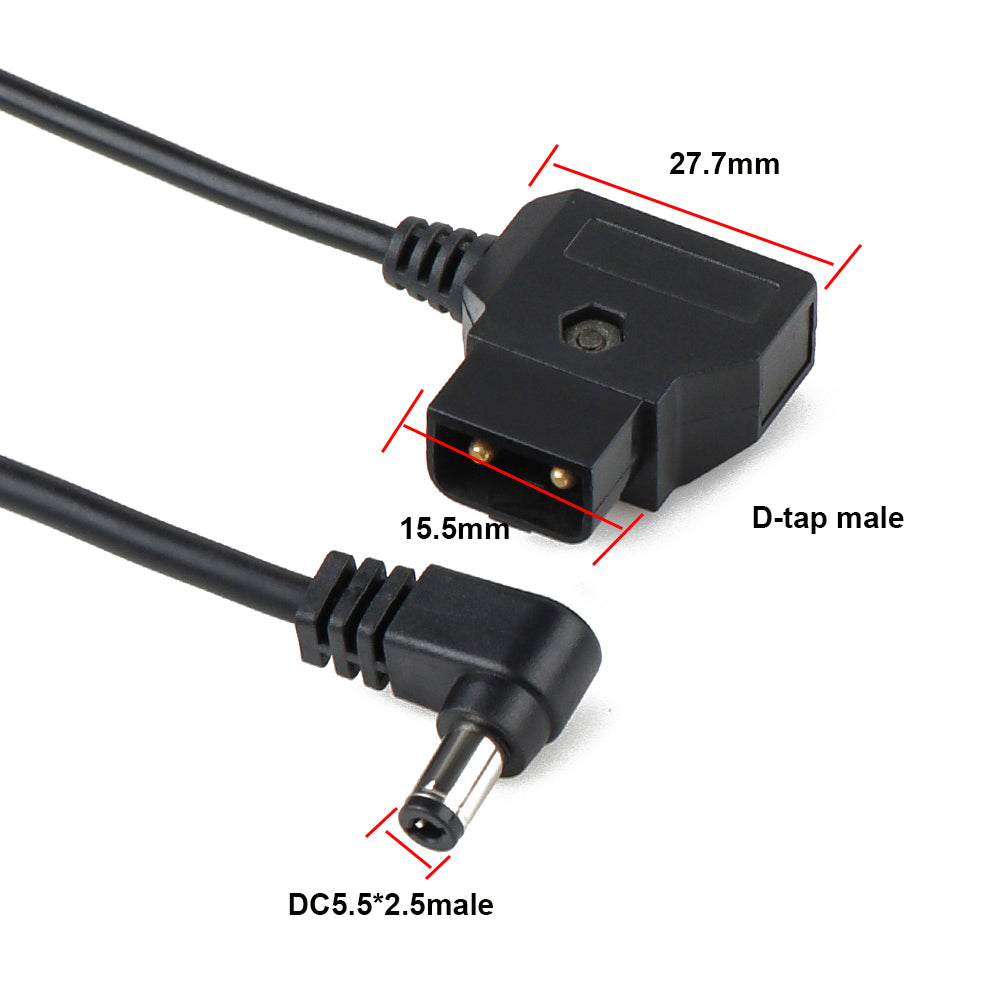 D-tap to DC 5.5x2.5mm 2.1mm Angle Male Cable for V-Mount Anton Camera Monitor Power Cord