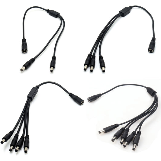 5.5x2.1mm DC Power Cable 1 Female to 2,3,4,5 Male Plug Splitter Adapter for Security CCTV Camera and LED Strip