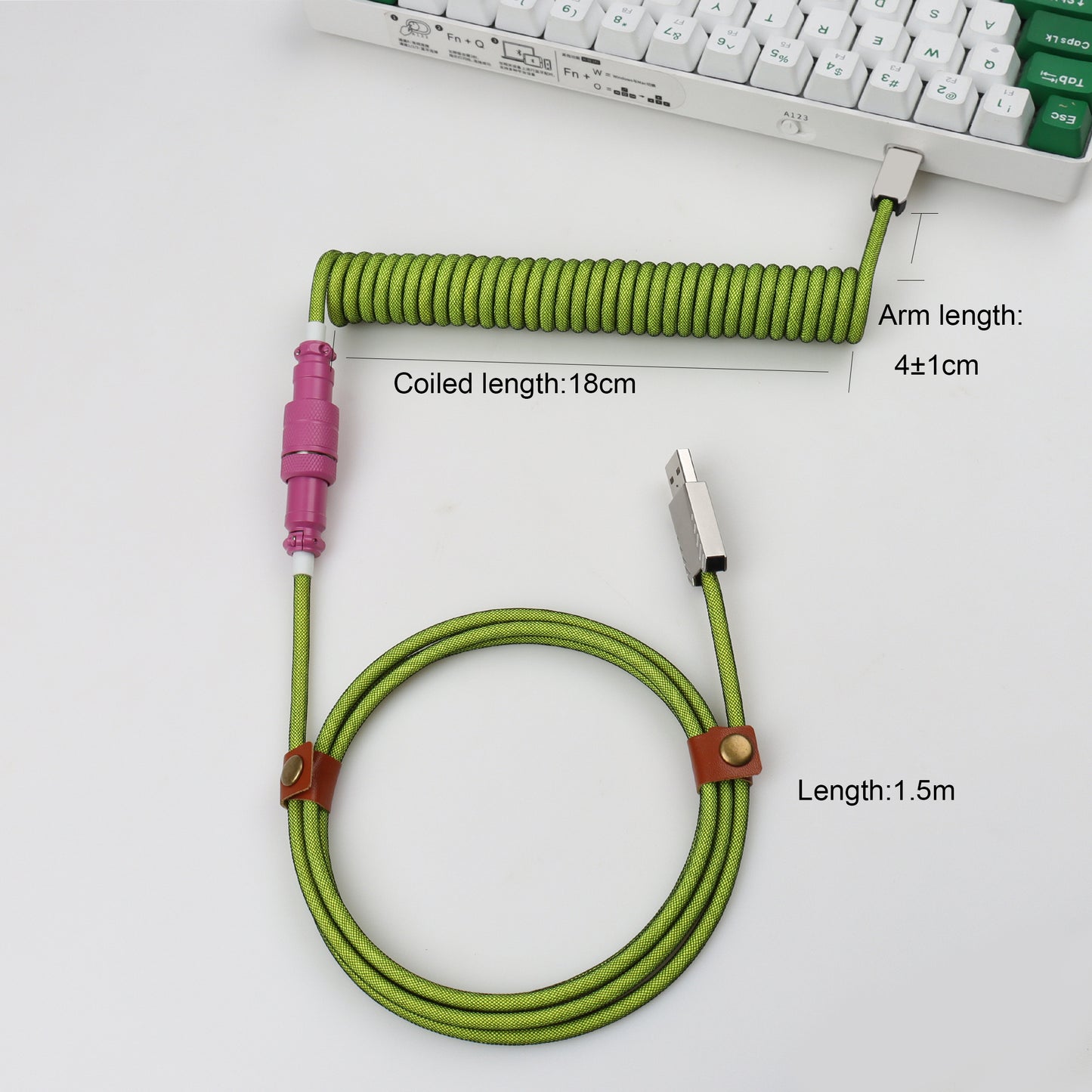 USB C Keyboard Wire Coiled Cable Type C Desktop Computer Aviation DL19