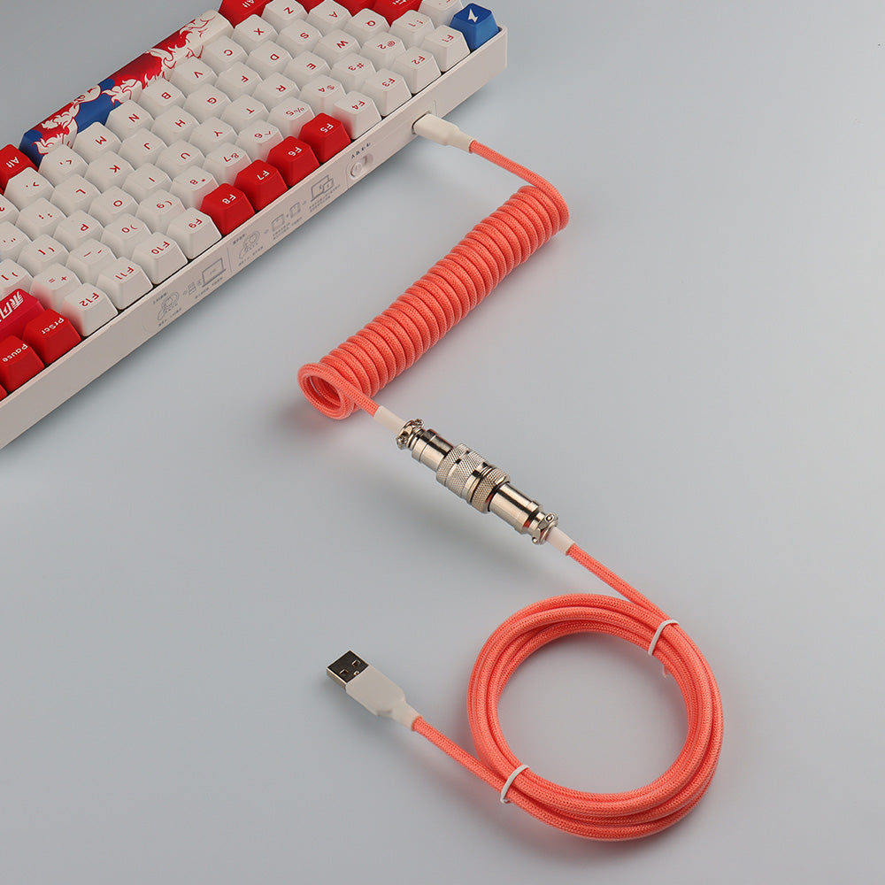 Coiled Cable Aviator Detachable GX16 for Mechanical Keyboard N3