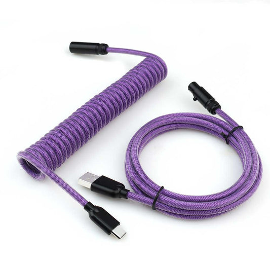 USB C Paracord Keyboard Coiling Cable with Mini XLR Aviation X3