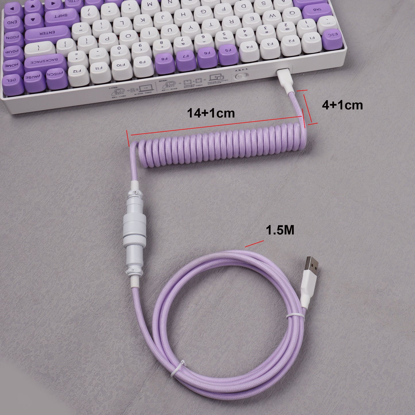 D45 Double Sleeves PET Cable Type C Keyboard Accessory