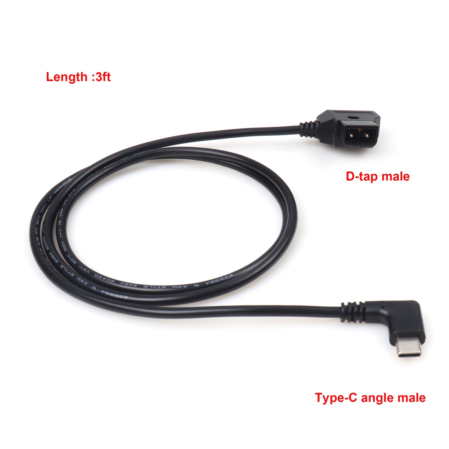 LANO D-Tap to Right Angle Type C coiled Cable for DSLR Rig Power V-Mount Anton Camera Monitor Power Cord