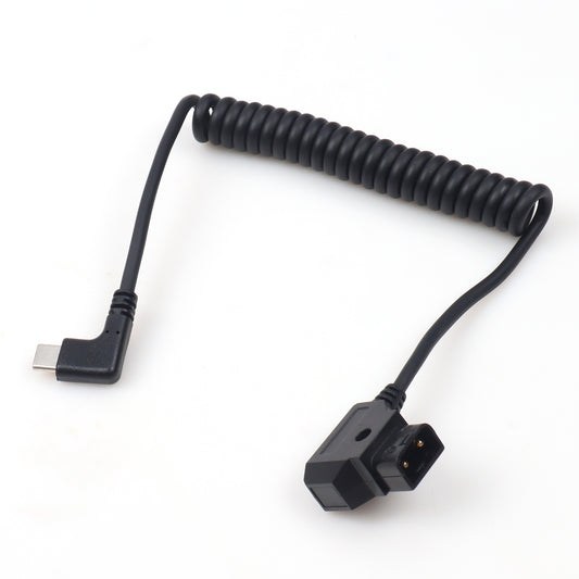 LANO D-Tap to Right Angle Type C coiled Cable for DSLR Rig Power V-Mount Anton Camera Monitor Power Cord