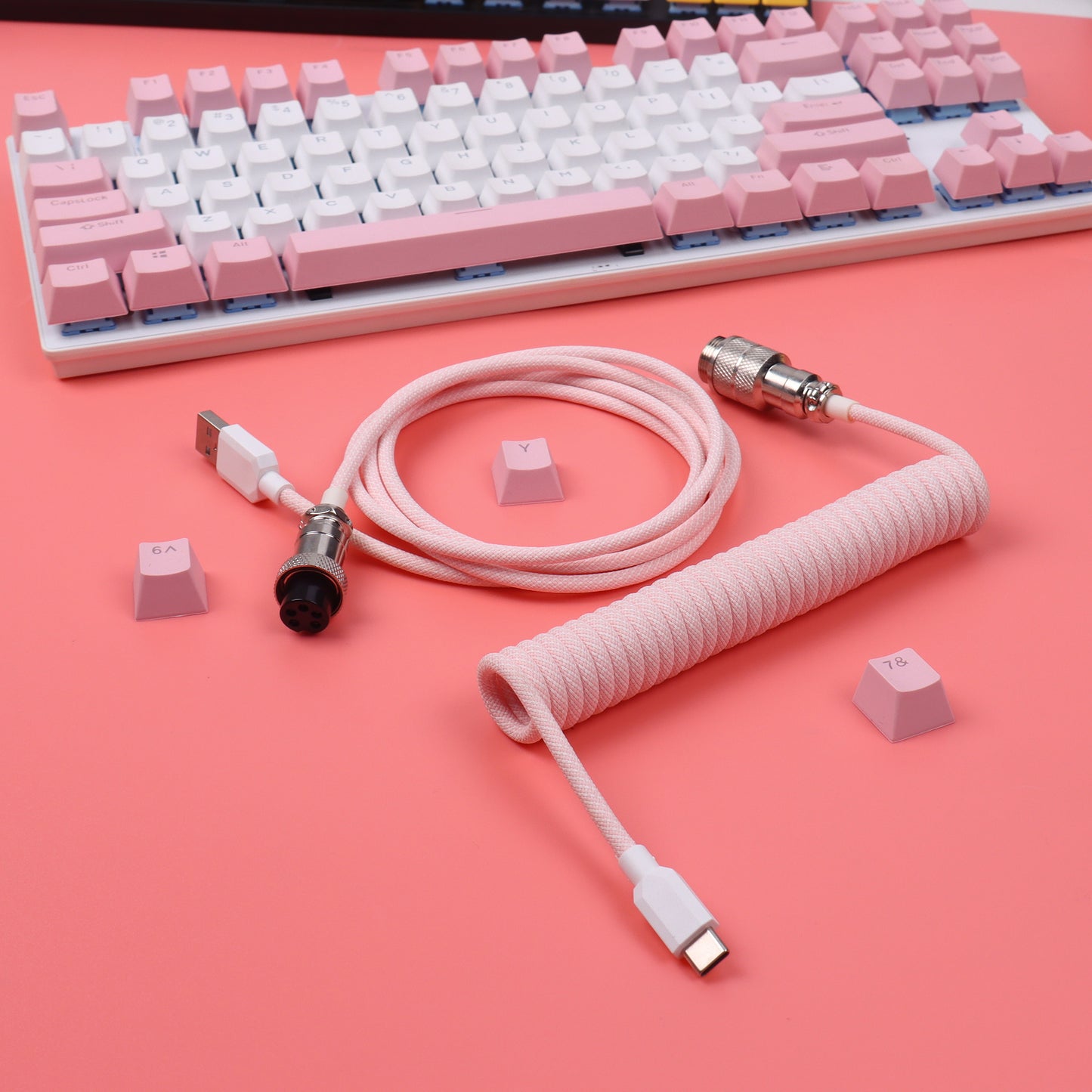 Braided Cable Keyboard Type-C USB Data Sleeve Cable Aviation Connector M2