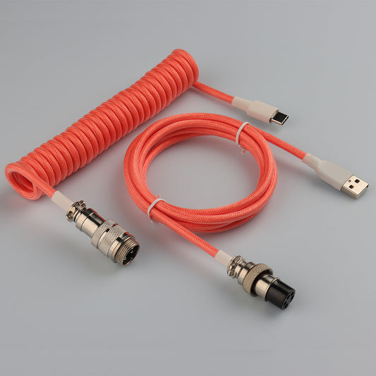 Coiled Cable Aviator Detachable GX16 for Mechanical Keyboard N3