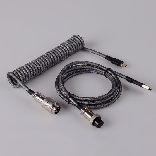 Coil Type Cable for Mechanical Keyboard USB C Metal Aviation Connector N4