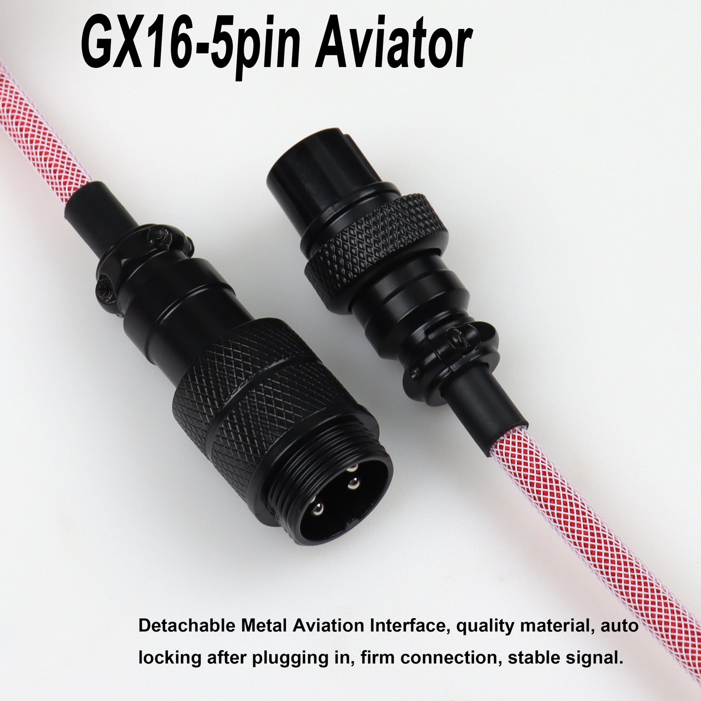 Keyboard Coiled USB C Data Cable With GX16 Aviator 2C3