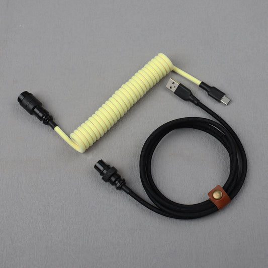 D39 Cable Coiled USB C Keyboard Double Sleeved Wire