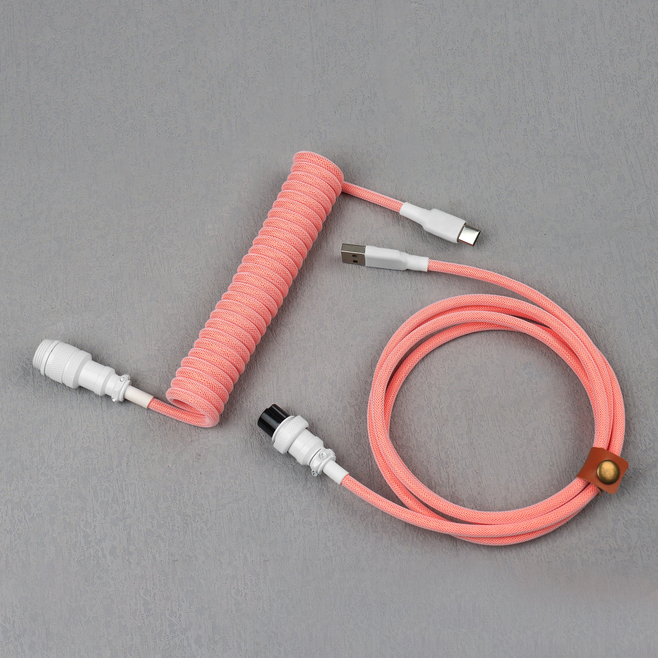 D1 Coiled Cable Spiral Paracord Sleeve Mechanical Keyboard Wire Type-C ...