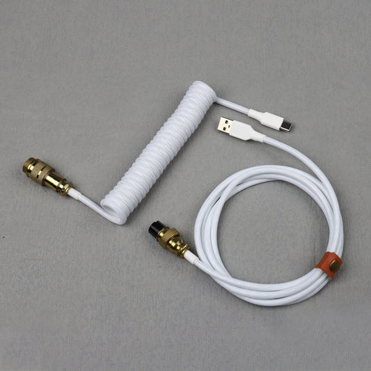 D8 Coiled Keyboard Cable Custom Make PET Double Sleeved USB to TYPE C