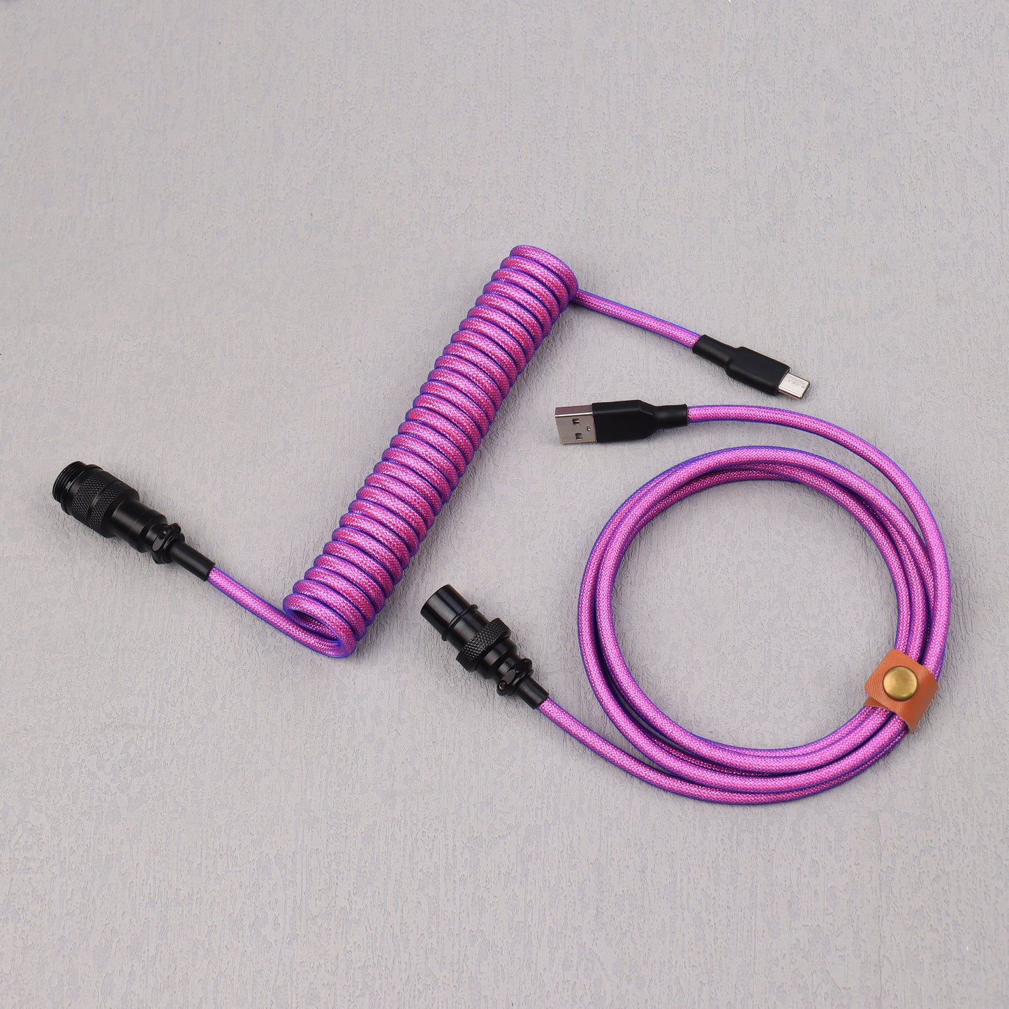 D12 Mechanical Keyboard Cable Coiled USB to Type C Wire 5P Aviation Connector