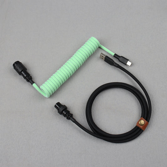 D37 Coiled Type-C USB Cable Keyboard GX16 Aviation Connector